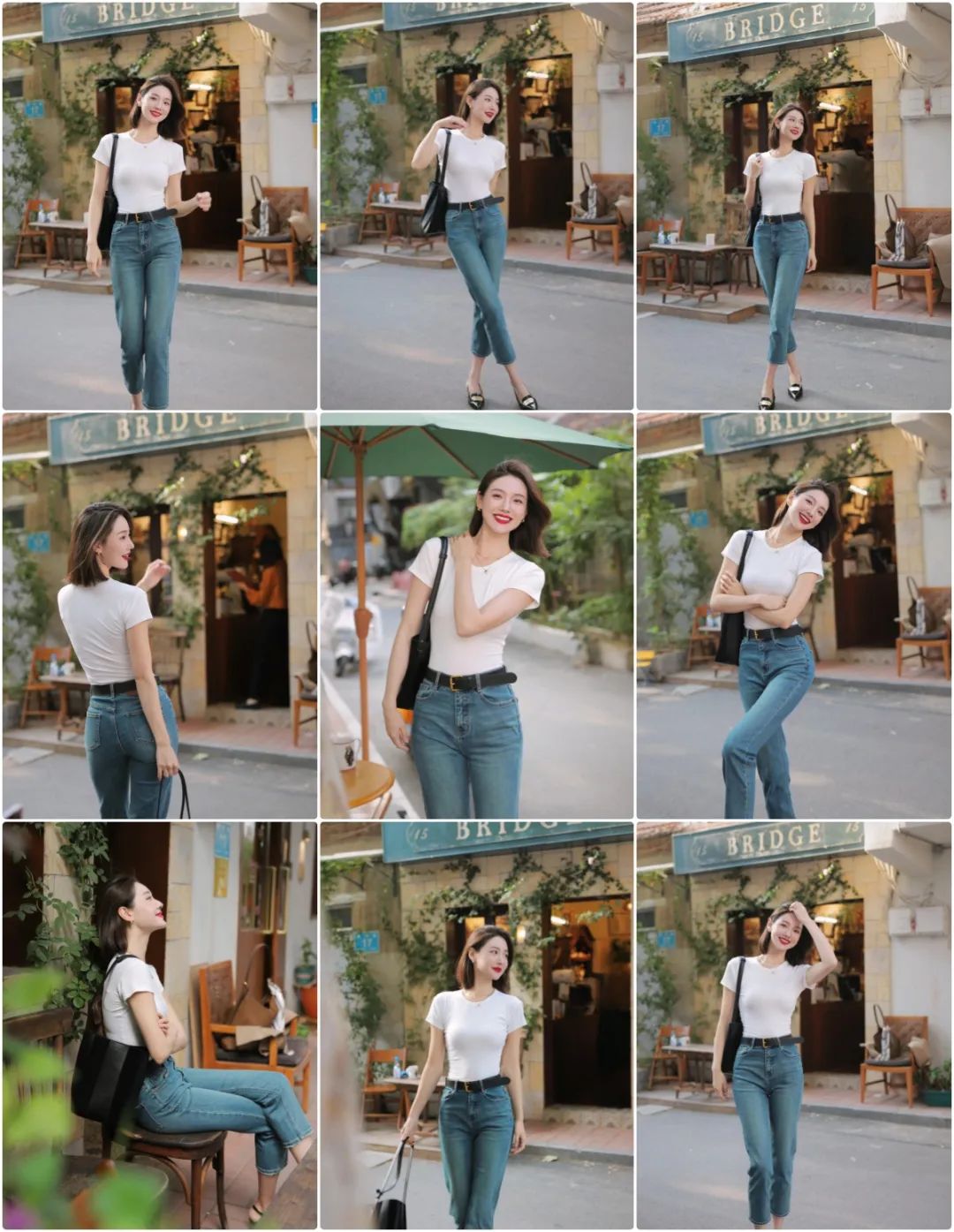 穿牛仔裤拍照,9个姿势,时尚好看,拍照身材好、气质佳