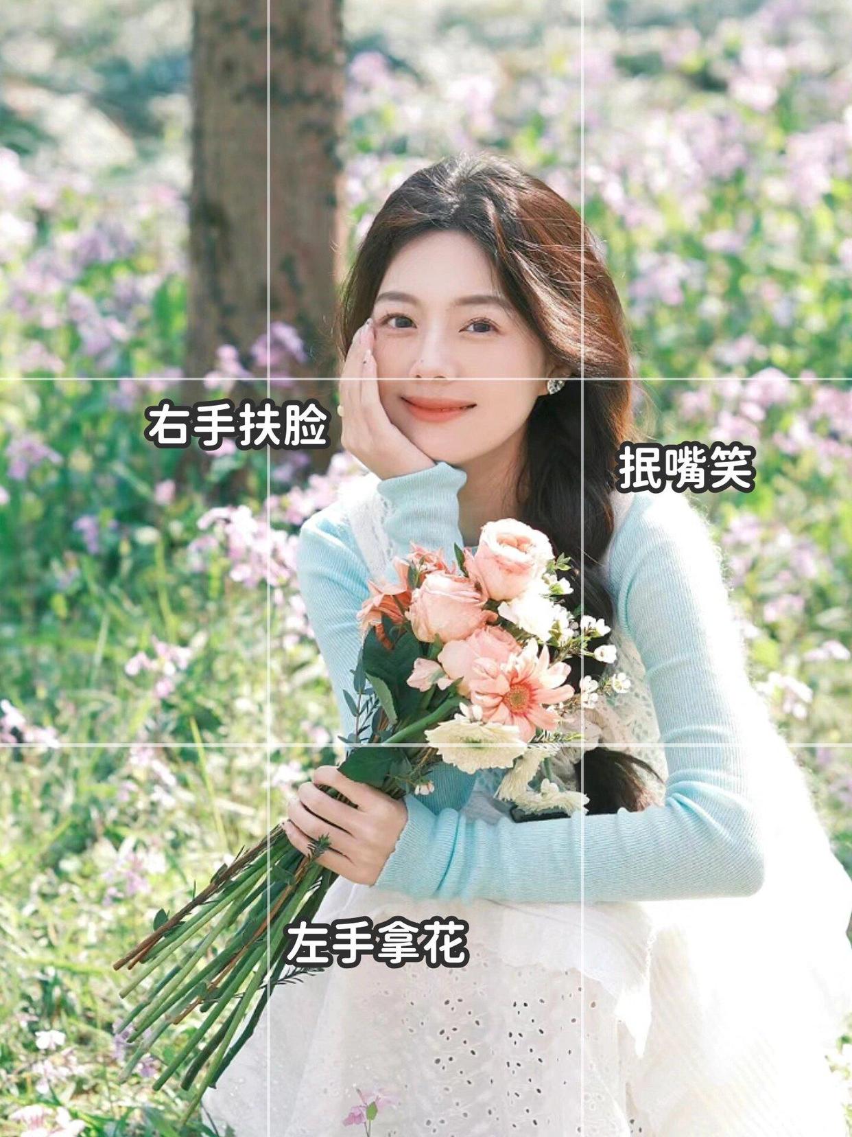 7个春天拍花姿势,简约好看,拍花花美仁更美