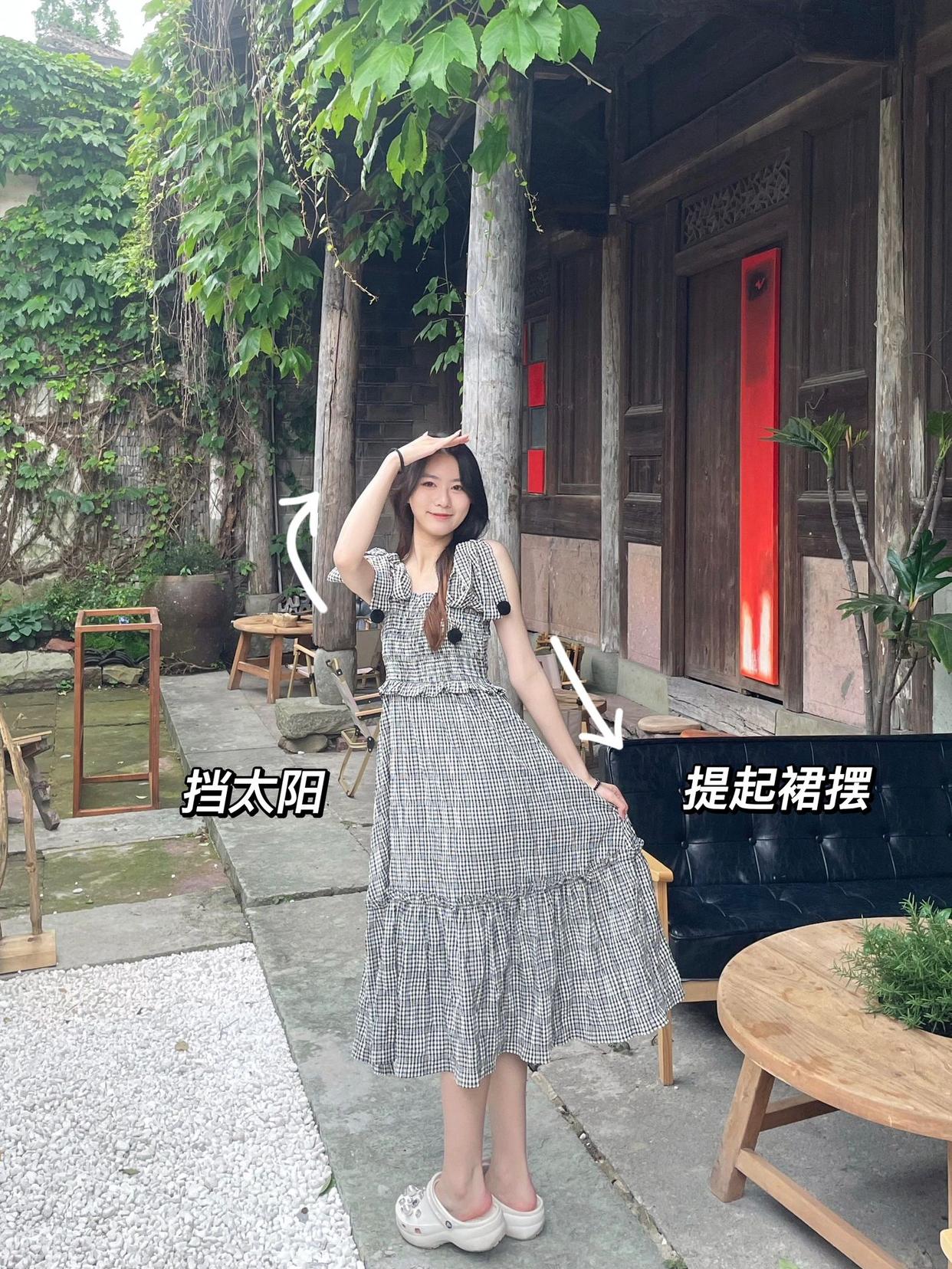 9个穿裙子拍照姿势,全身照这样拍,上镜气质腿长又好看