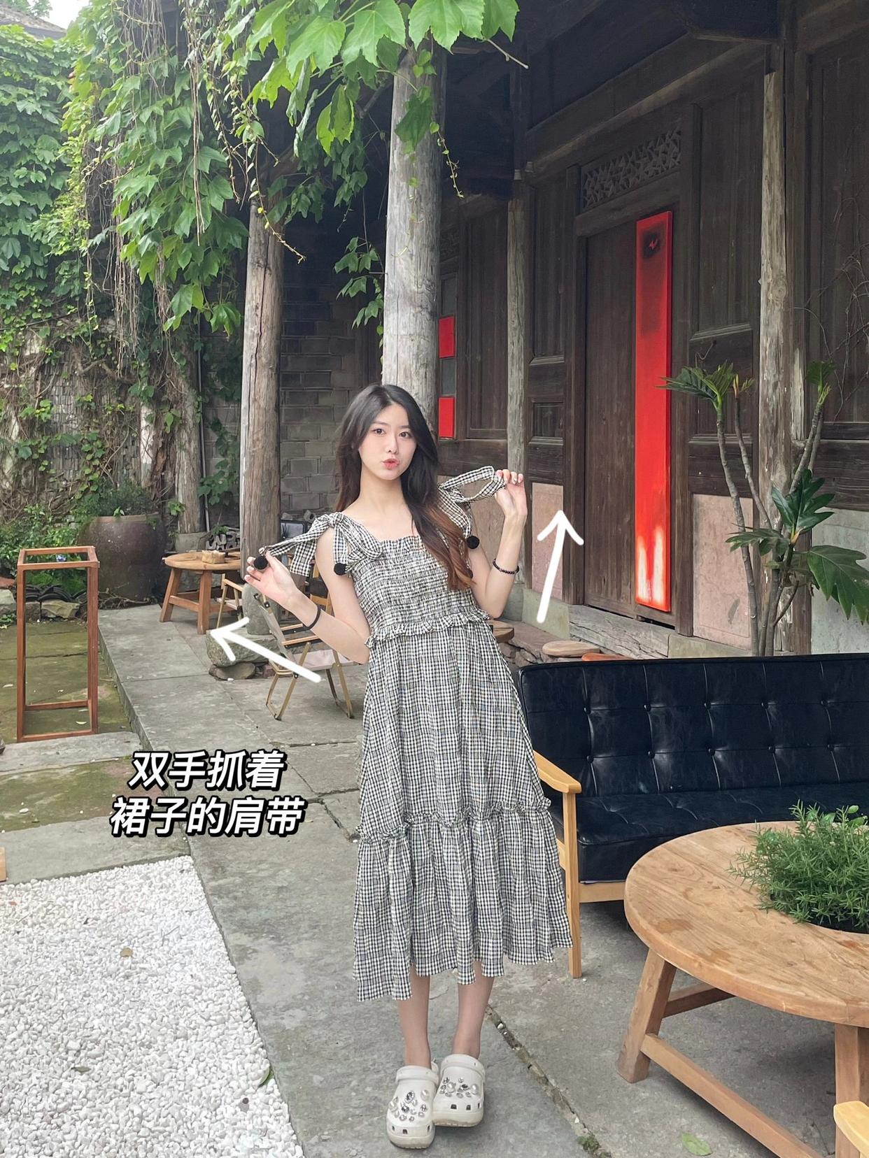 9个穿裙子拍照姿势,全身照这样拍,上镜气质腿长又好看