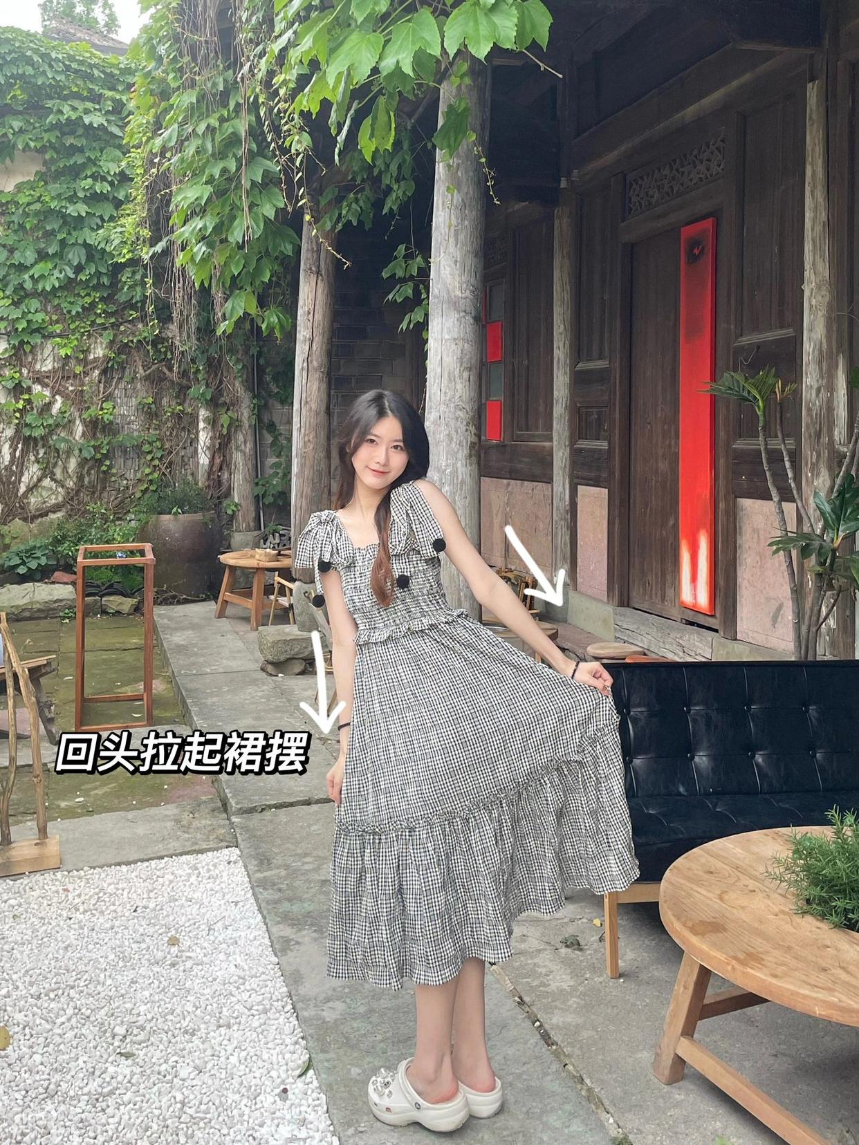 9个穿裙子拍照姿势,全身照这样拍,上镜气质腿长又好看