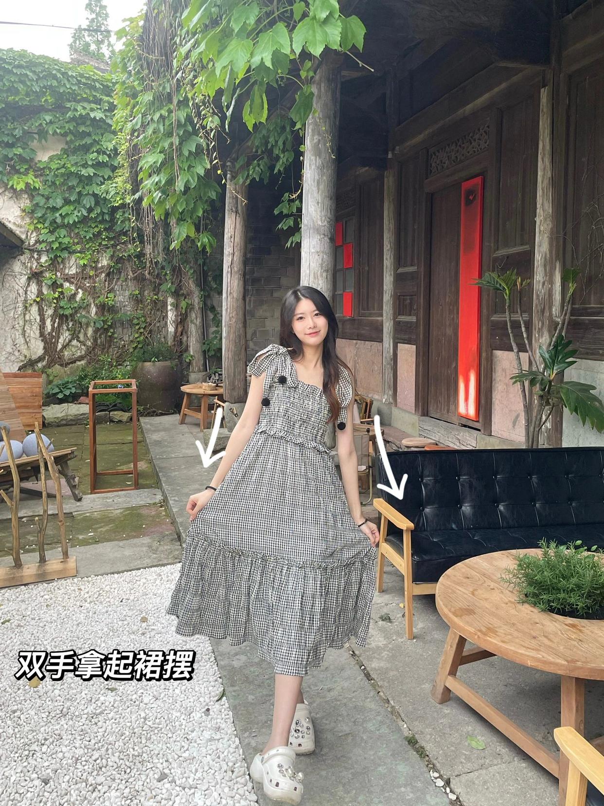 9个穿裙子拍照姿势,全身照这样拍,上镜气质腿长又好看