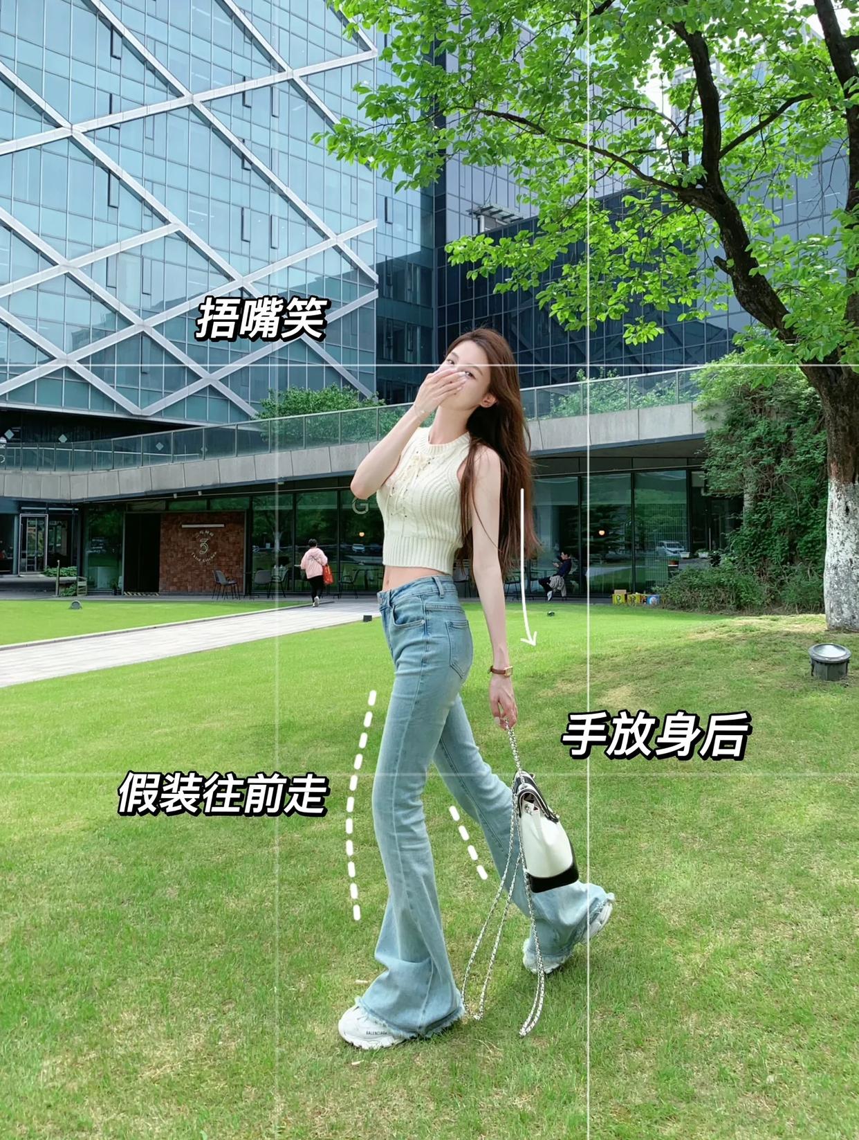 拍显高显瘦的全身照,8个好看的动作,拍出又高又瘦的漂亮照片