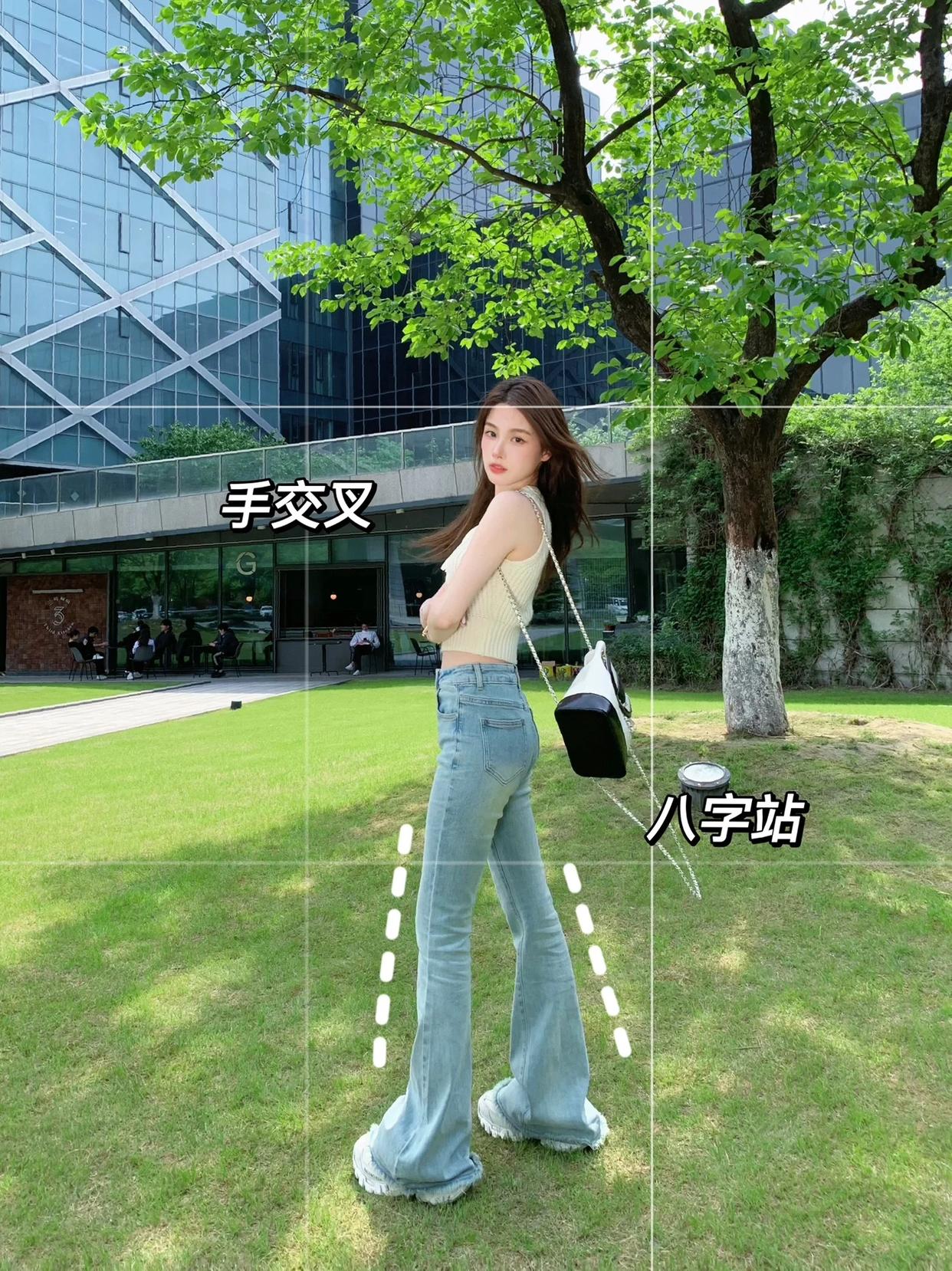 拍显高显瘦的全身照,8个好看的动作,拍出又高又瘦的漂亮照片