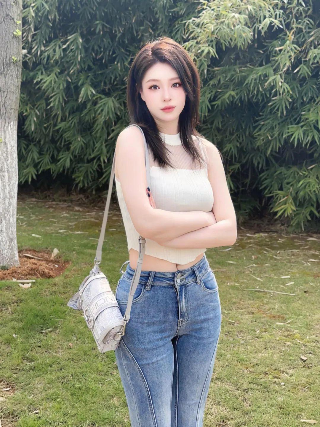 牛仔裤拍照,几个小动作,上镜自然、好看又出片,显腿型更显身材