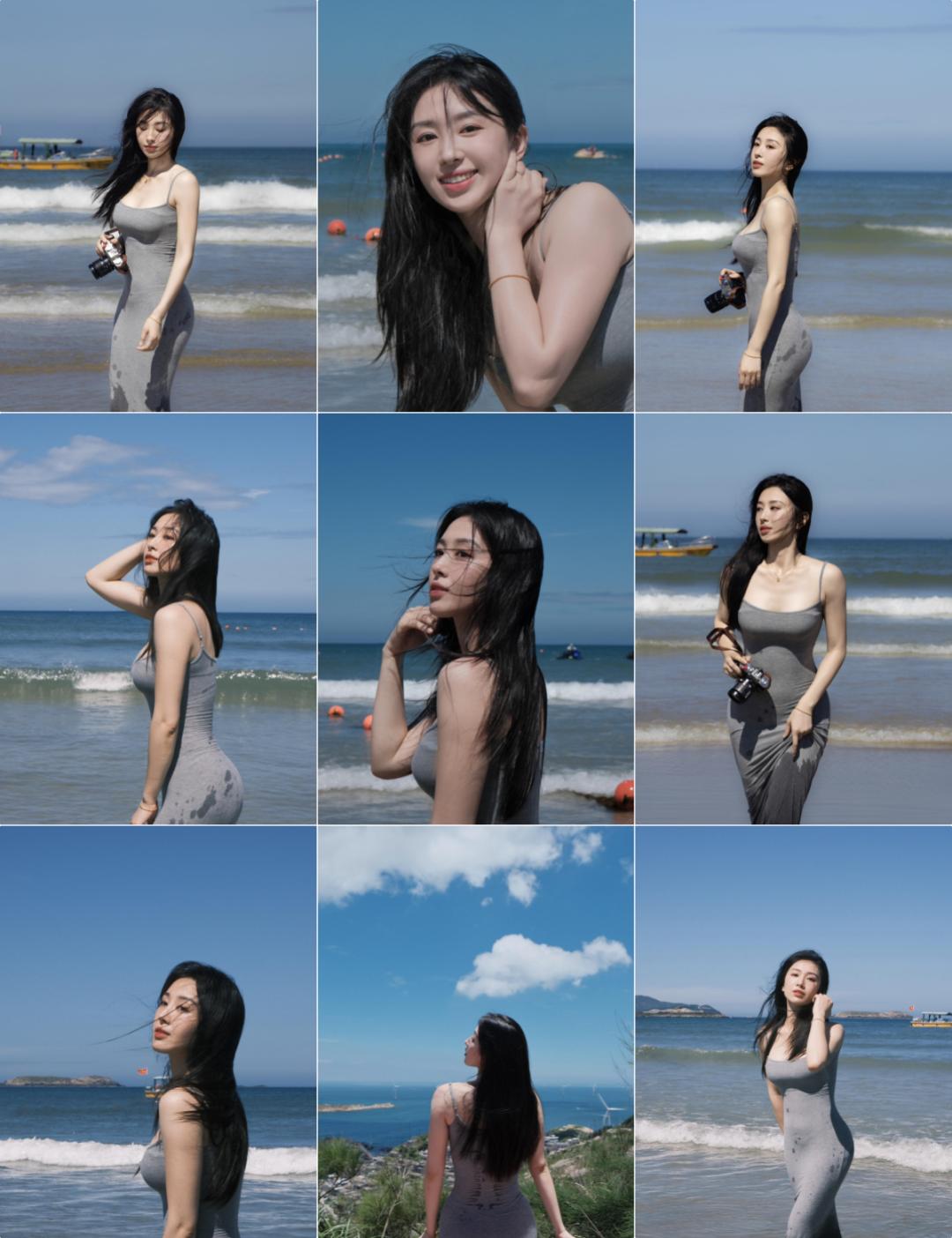 海边拍照,10个动作学起来,出片好看身材好,拍出自然氛围感
