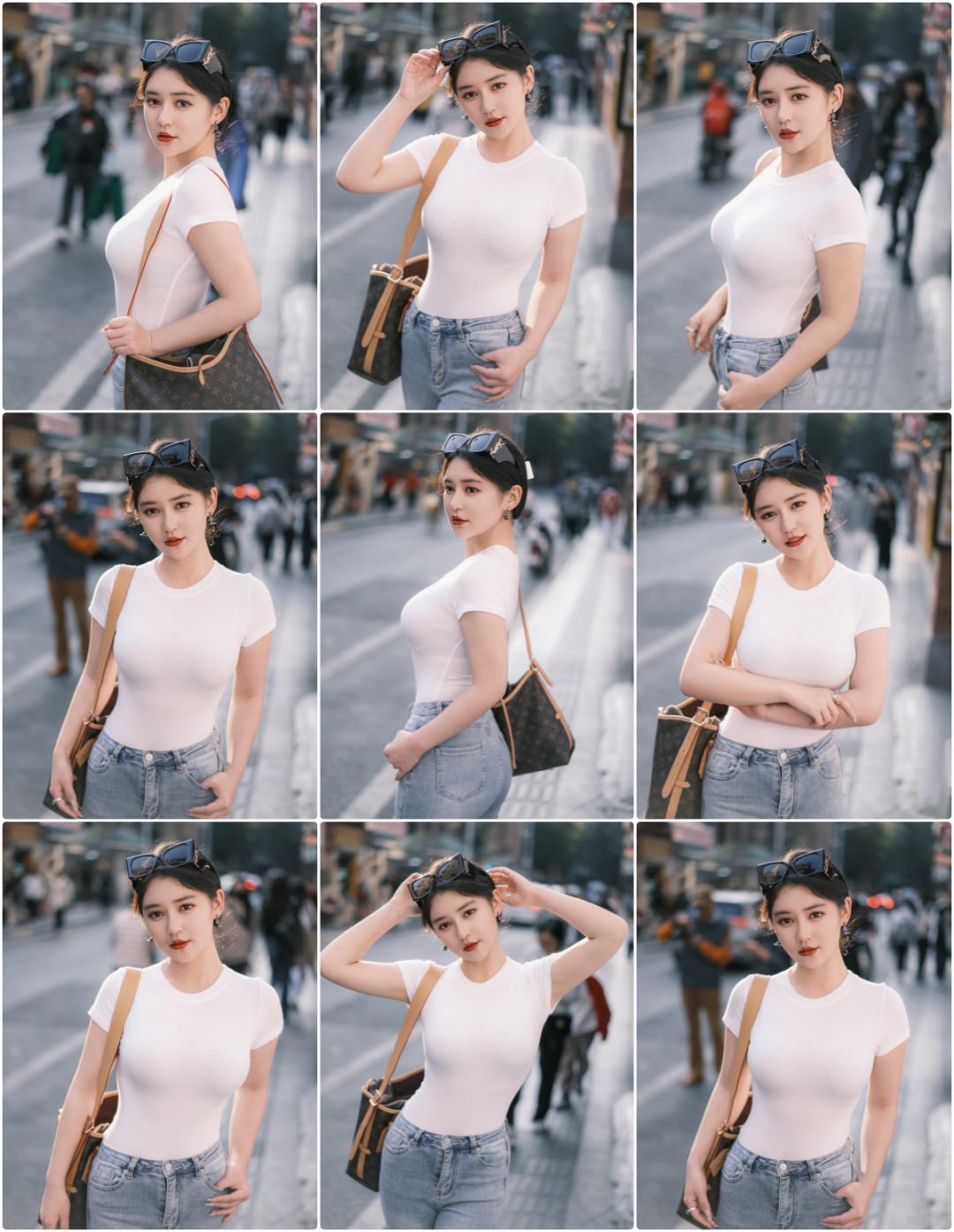 牛仔裤拍照,8个拍照姿势,气质大方漂亮,上镜出片好身材